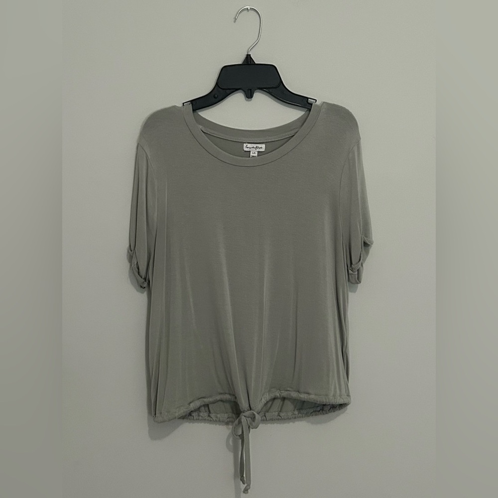Knot-Hem Top - Olive Gray